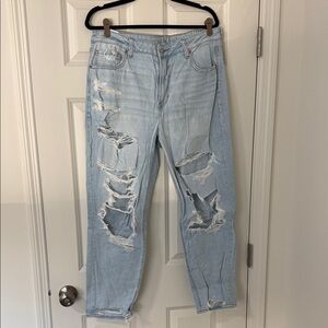 Distressed Light Blue Mom Jeans